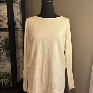 Michael Kors Ivory Boat Neck Long Sleeve Top